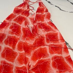 Diane Von Furstenberg Red wrap Halter Dress